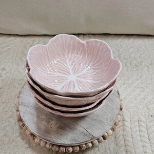 4 Pink Cabbage Cereal Bowls Ceramic 6" Easter 9oz Majolica style viral sold out